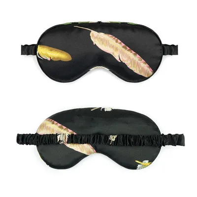 Gold Feather Print Sleep Mask