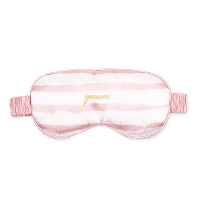 Pink Striped Satin Sleep Mask with Yawn Script