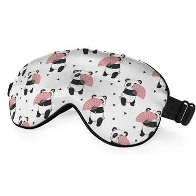 Pandas Holding Fans Sleep Mask for Cute Animal Lovers