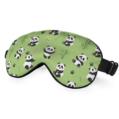 Cartoon Pandas Bamboo Pattern Sleep Mask for Cute Animal Lovers