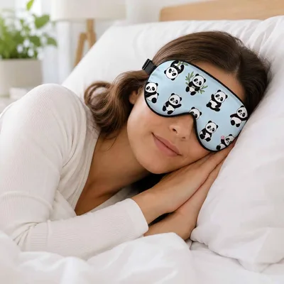 Cute Pandas Bamboo Pattern Sleep Mask for Cozy Naps