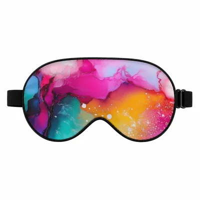 Abstract Art Sleep Mask: Fluid Marble in Hot Pink, Teal and Gold
