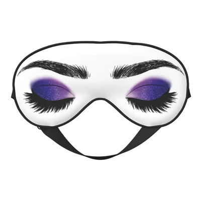 Purple Eyeshadow Sleep Mask with Lashes and Brows