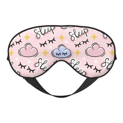 Cute Cloud Pattern Sleep Mask with Sleeping Clouds and Stars Design