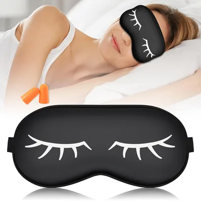 White Closed Lashes Black Sleep Mask for Fun Rest