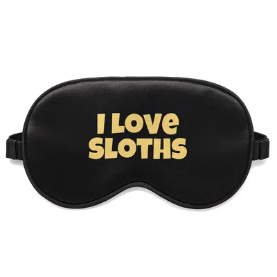 Love Sloths Sleep Mask: Bold Yellow Text Design for Animal Fans