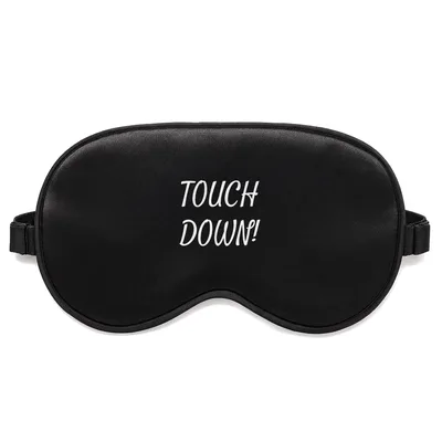Football Touchdown Sleep Mask: Bold White Script on Black