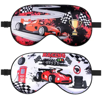 Racing Car Fan Sleep Mask Set of 2 with Track and Trophy Art