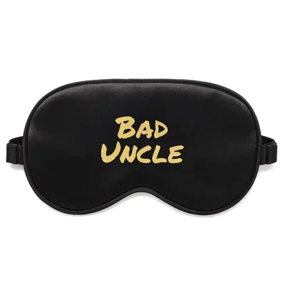 Bad Uncle Sleep Mask: Bold yellow text design celebrating