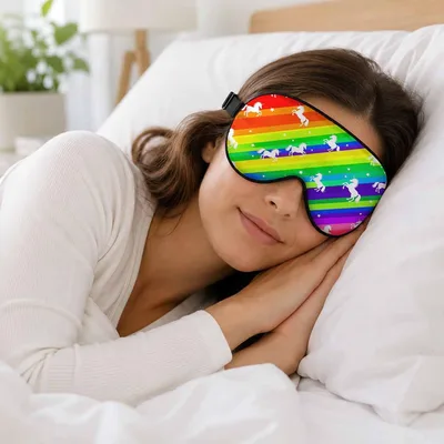 Rainbow Unicorn Pattern Sleep Mask: Magical Striped Design