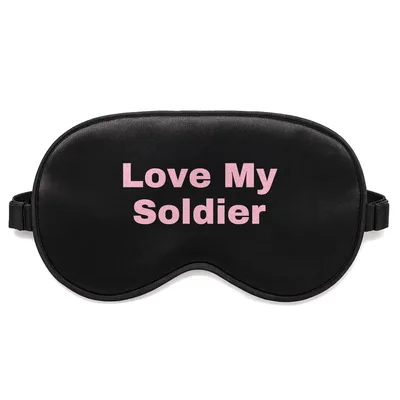 Military Wife Sleep Mask Love My Soldier Pink Text Design